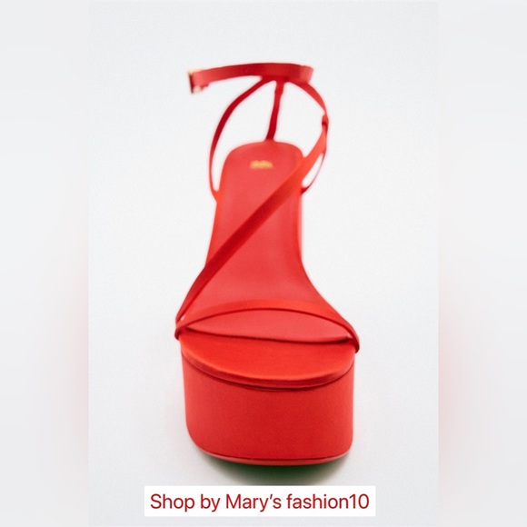 NWT ZARA CHUNKY SATIN STRAP WEDGE SANDALS blogger favorite - Picture 3 of 10